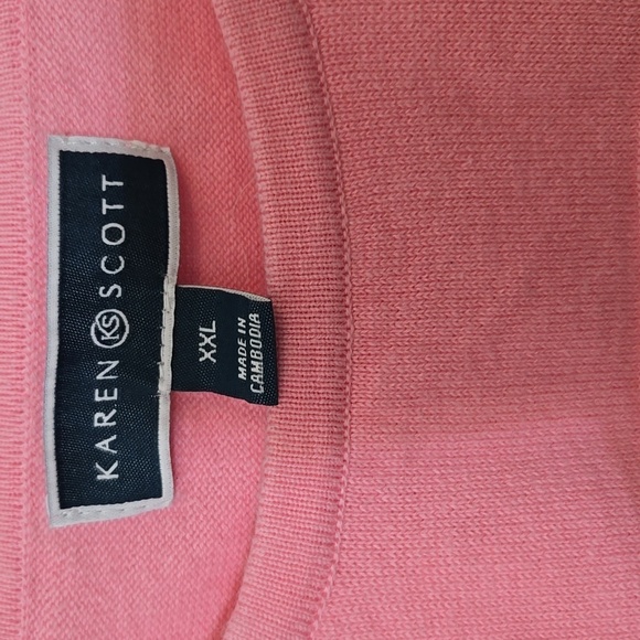 Karen Scott Pink Stripe Weave Pattern Womens Plus Size XXL Very Good Condition!! - Picture 2 of 6